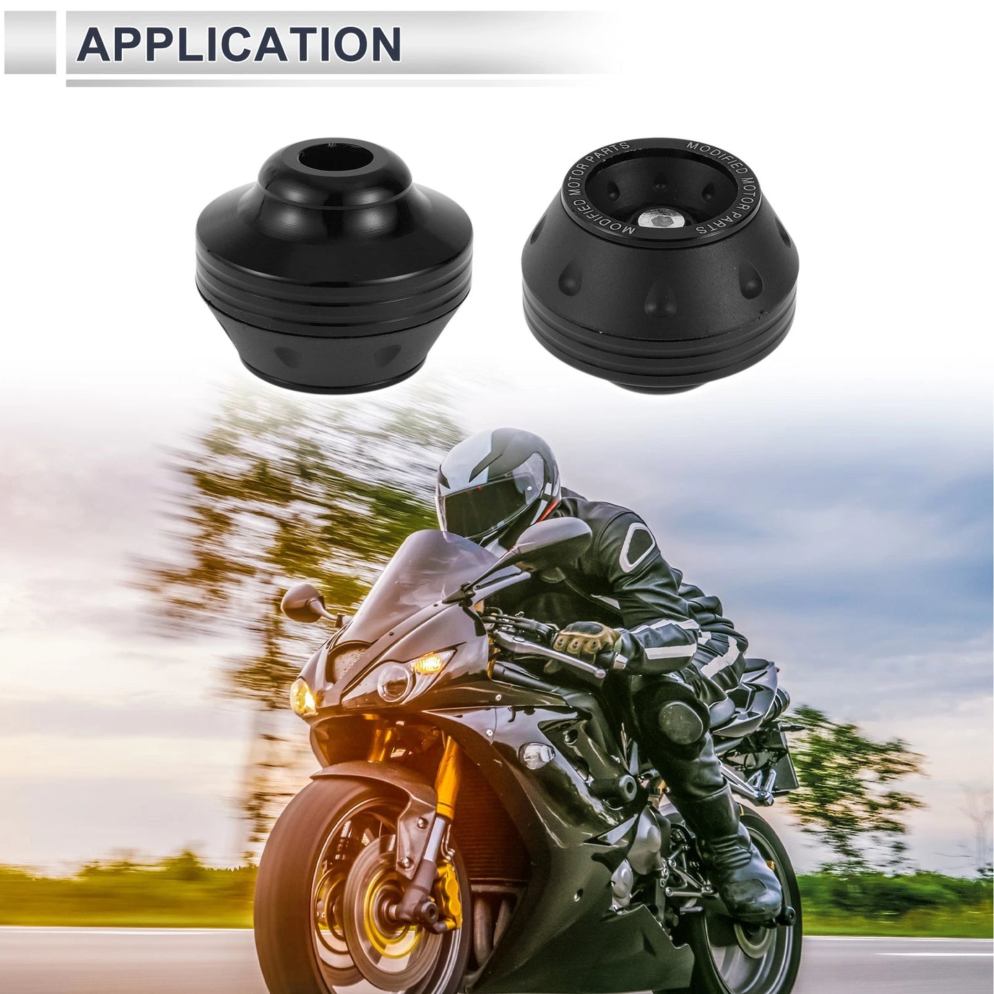 Slider Frame 15mm Aluminum Alloy Plastic 2 x Black for Motorcycle