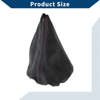 1 x Gear Shift Stick Gaiter Black Three-Color Lines Leather for BMW E30