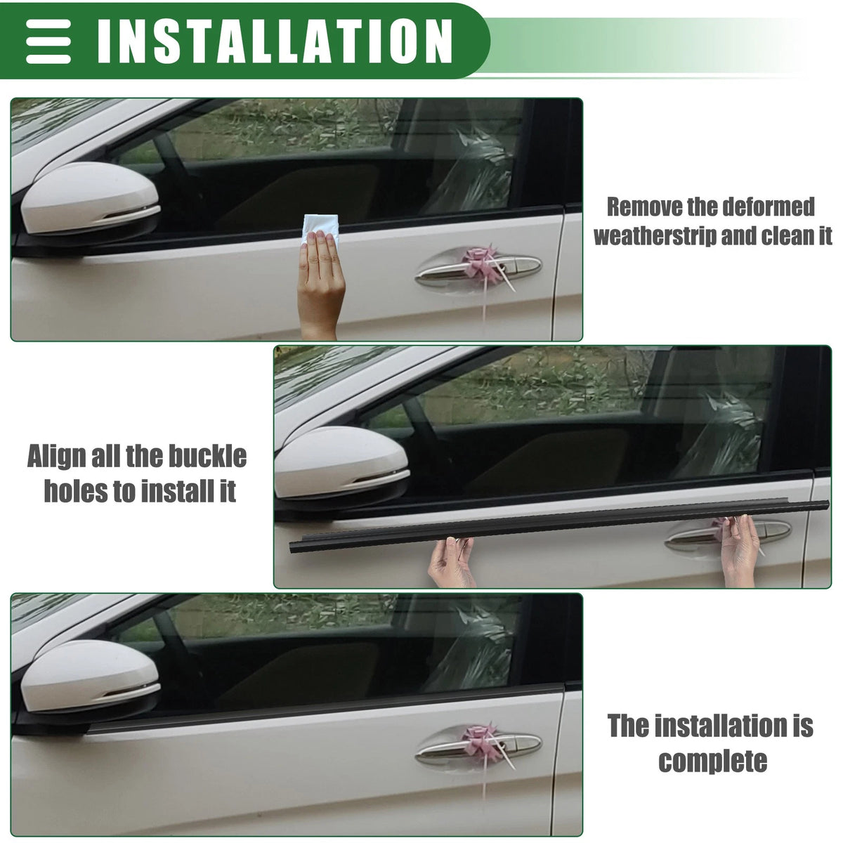 Window Weatherstrip Trim Seal Belt Kit Outer for Toyota Prius (2004-2009)