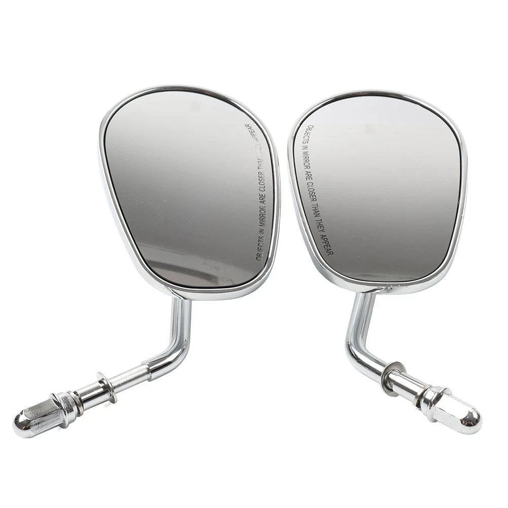 Teardrop Short Stem Chrome Side Mirrors for Harley Electra Glide