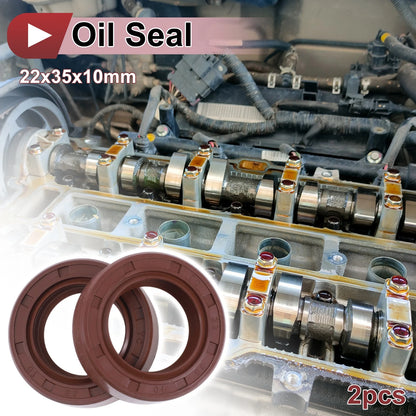 Oil Seal 2 x Seal Ring Rotary Shaft Seal FKM Rubber 22x35x10mm Brown
