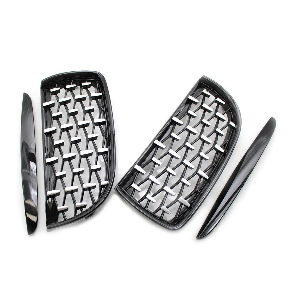Front Frame & Chrome Grille for BMW E90 2005-2008 Black Pair