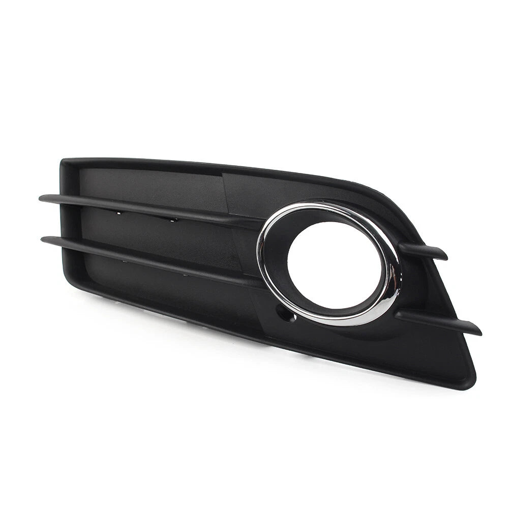 Front Bumper Fog Light Grille Cover with Chrome Ring for Audi A4 B8 S4 (2008-2012)