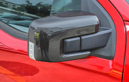 Carbon Fiber Rearview Mirror Lid Side Cover Trim for Ford F150 (2021-2023)
