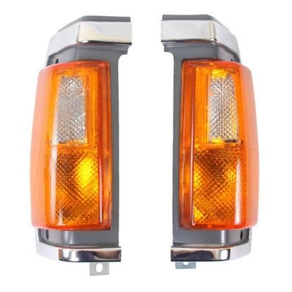 Corner Light Lamp Chrome Pair Fits Nissan Navara D21 Pickup Truck 1986-90 D05