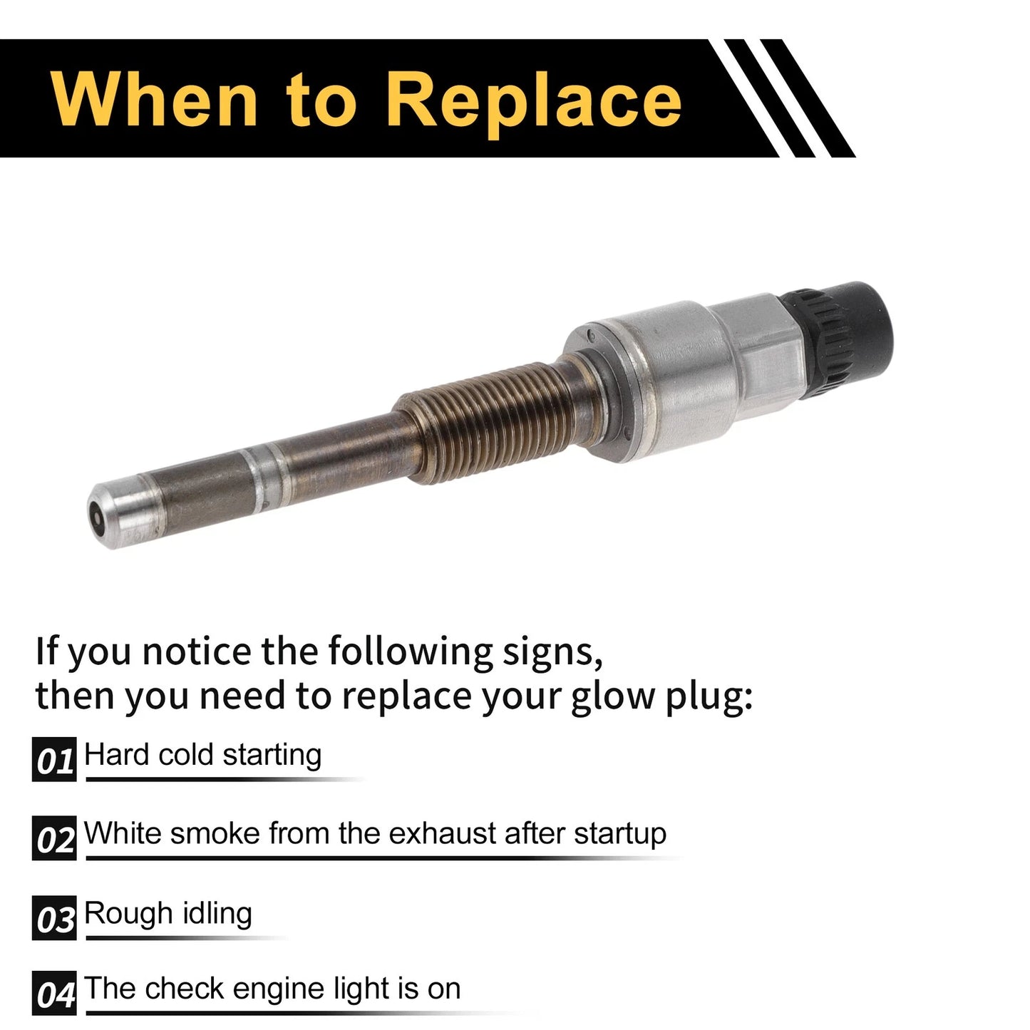 Glow Plug for Diesel Engine - Silver Tone Steel (Compatible with Various Models)