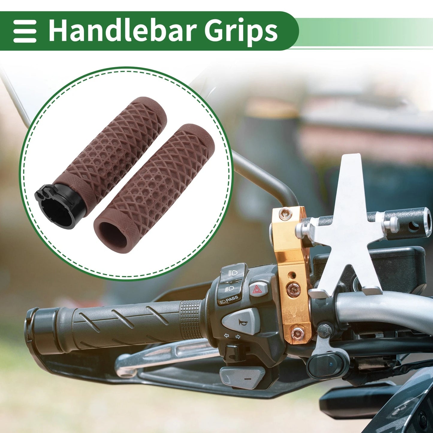 25mm Hand Grips TPU Brown for Motorcycle Handlebar Grips