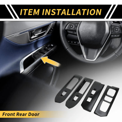 Set Carbon Fiber Pattern Front Door Window Switch Trim for Toyota Tacoma (2024–2024)