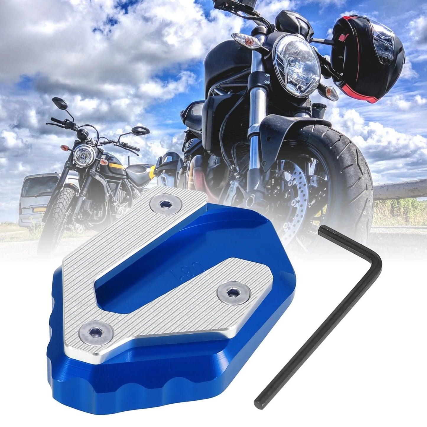 Kickstand Plate Parking Stand Pad Blue for Yamaha MT-07 XSR700 FZ-07