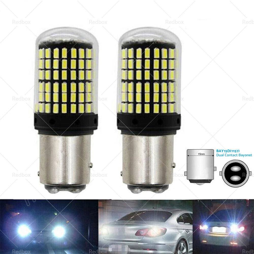 P21/5W BAY15D 1157 144SMD White LED Brake Light Bulbs for Car