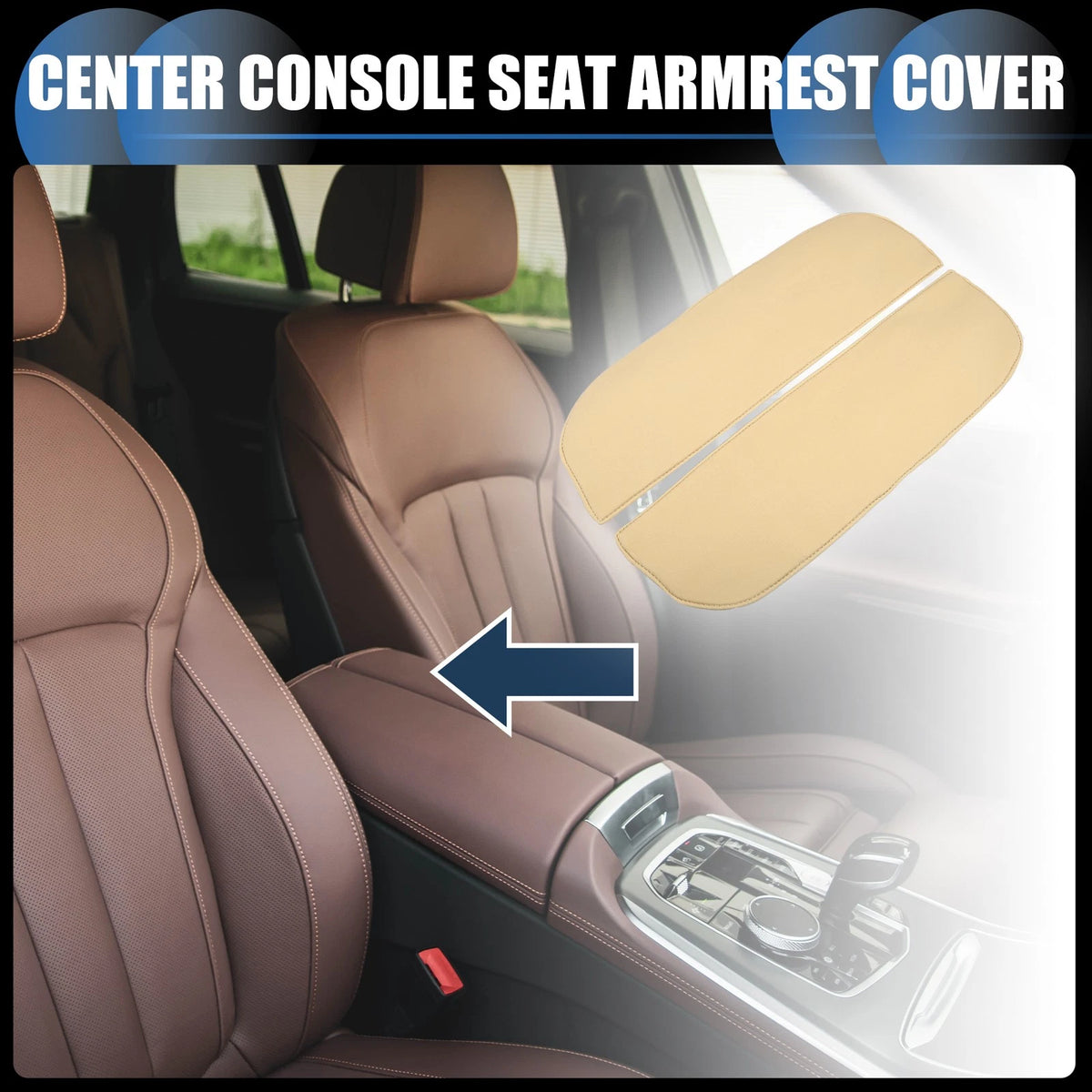 Armrest Protector Cover Pad for BMW X5 X6 (2010-2018) - Neoprene Fabric Brown