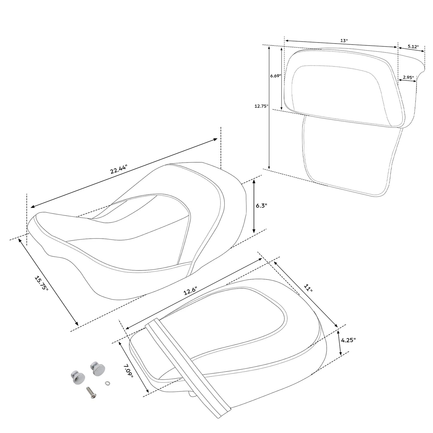 Driver Passenger Seat Backrest Pad for Harley CVO Road Glide (2014-2023)