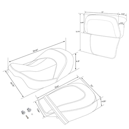 Driver Passenger Seat Backrest Pad for Harley CVO Road Glide (2014-2023)