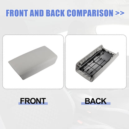 Center Console Lid Armrest Cover for Honda Accord (2003-2007) Gray Faux Leather