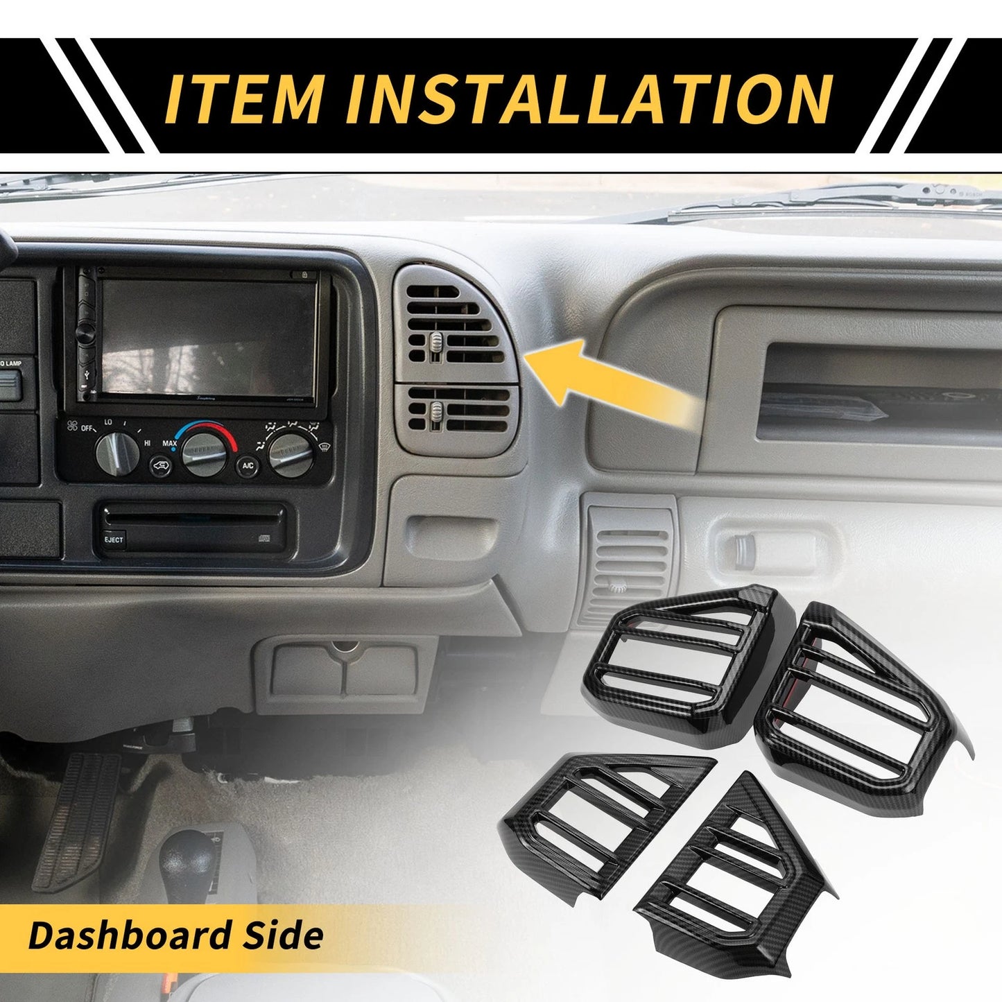 Carbon Fiber Air Vent AC Outlet Cover Trim Set for Toyota Tundra (2022-2024)