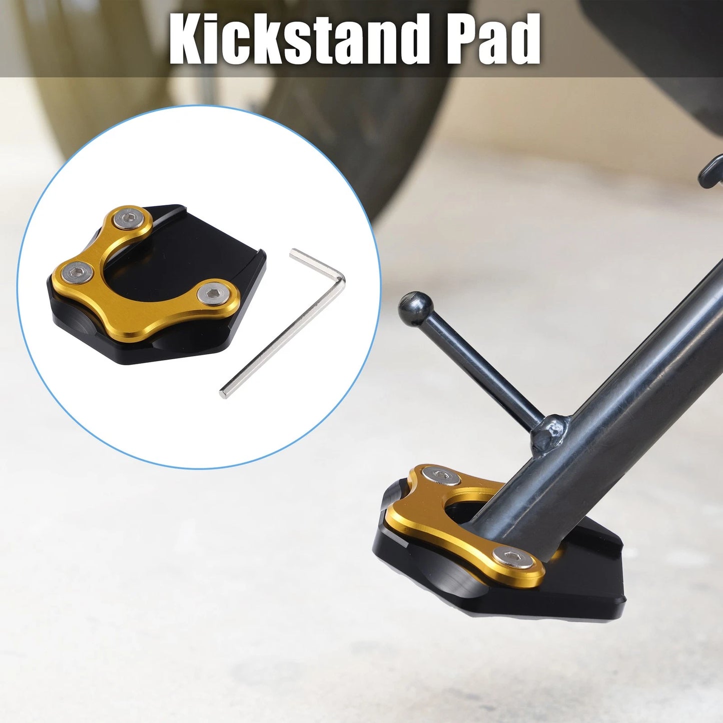 1 Set Aluminum Alloy Motorcycle Kickstand Plate Pad for Honda GB350 Gold Black