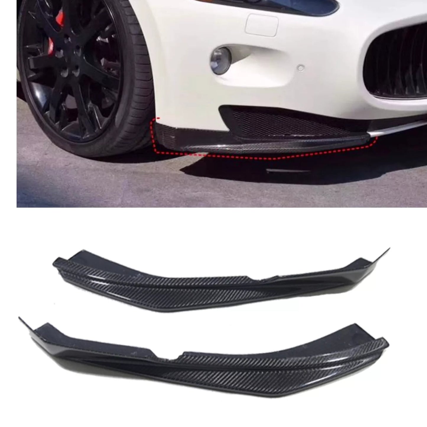 2 x Front Bumper Side Splitters for Maserati Gran Turismo GT GTS (2008-2014)