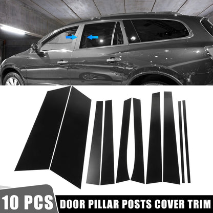 10 Pcs Door Cover Panel Trim Pillar Posts Stickers Black for Buick Enclave