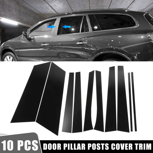 10 Pcs Door Cover Panel Trim Pillar Posts Stickers Black for Buick Enclave