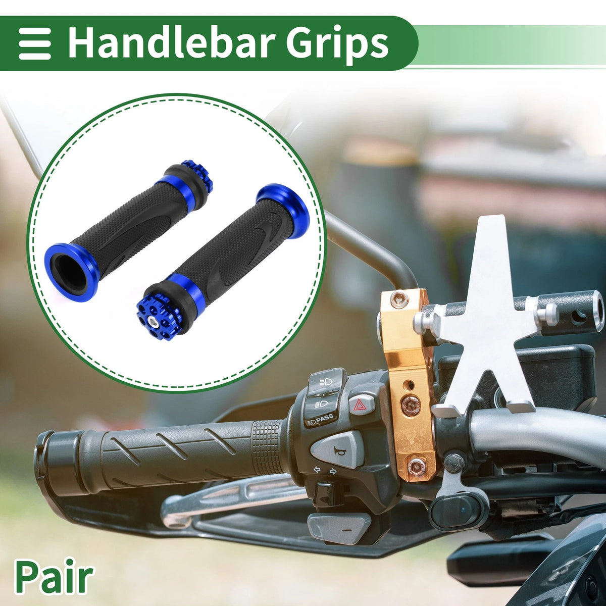 7/8" / 22mm Hand Grip Cover Aluminum Alloy Blue for Motorcycle