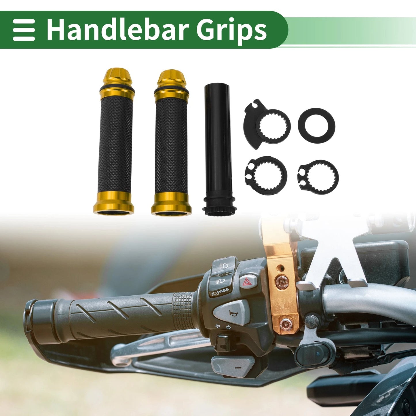 7/8" 22mm Hand Grips Gold Tone Rhombus for Motorcycle