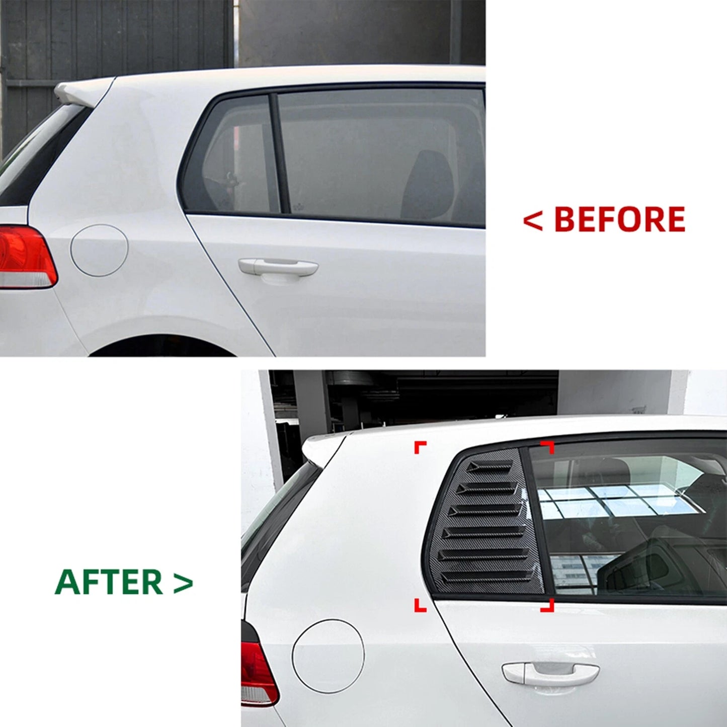 Rear Window Louvers for VW Golf 6 MK6 (2008-2012) Gloss Black