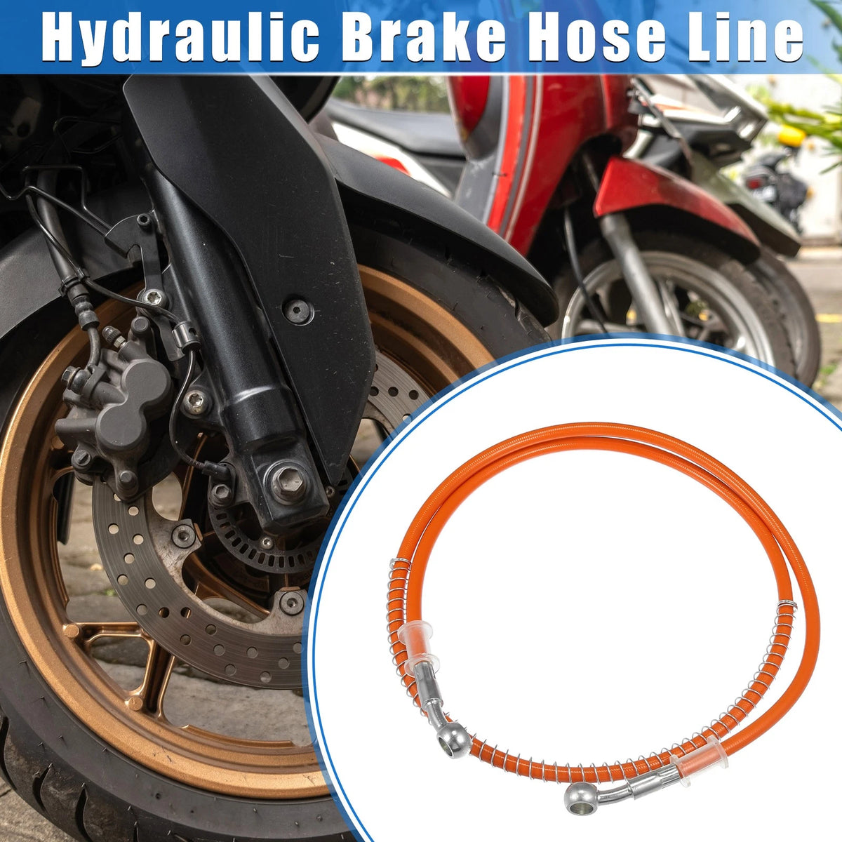 Hydraulic Brake Hose Line Pipeline Orange 120cm 10mm for Motorcycle