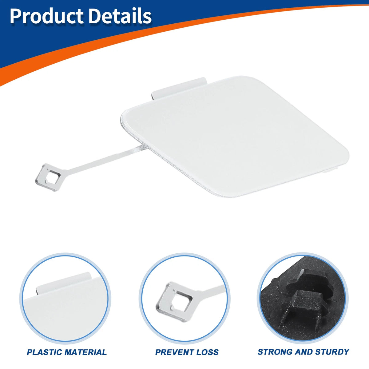 Front Right Tow Hook Cover for BMW 535i 550i GT White
