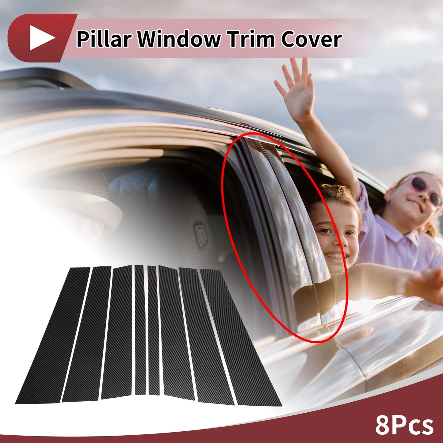 Black Carbon Fiber Door Pillar Window Trim for Volvo XC90 (2003-2023)