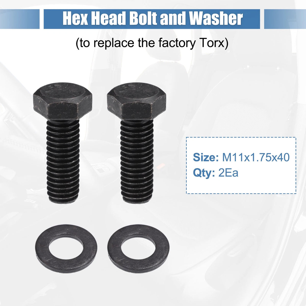 Front Seat Mounting Bolts for Jeep Wrangler TJ (1997-2006) - Black Metal Set