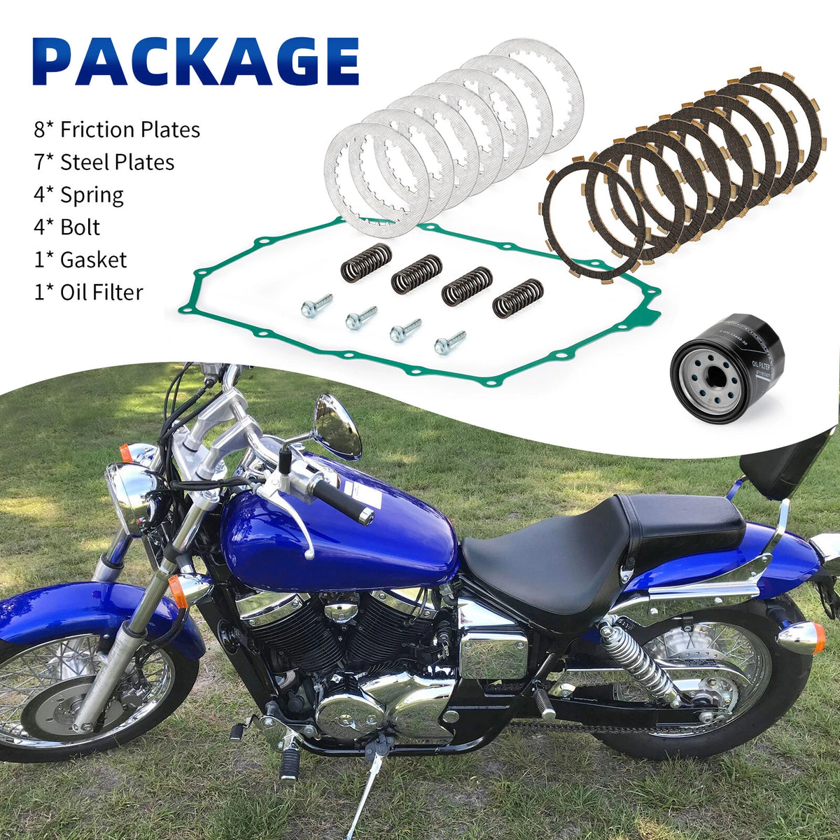 Clutch Friction Plates & Gasket Kit for Honda Shadow VT750DC (2001–2003)