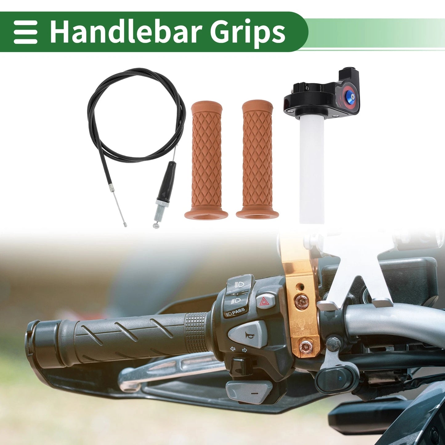 Grips / 7/8" 22mm / Hand Grips Rubber Coffee Color for Motorcycle