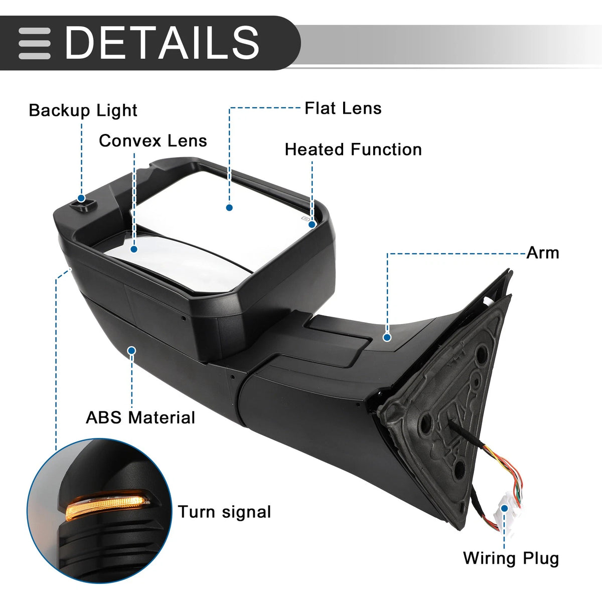Folding Towing Side Mirrors for Toyota Tundra (2022-2023) 1 x Set