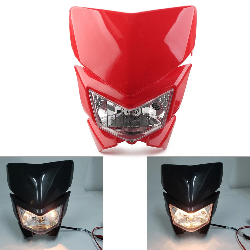 12V 35W Front Headlight for Motorcycle MX Enduro Dirt Trail Bike 250cc Red