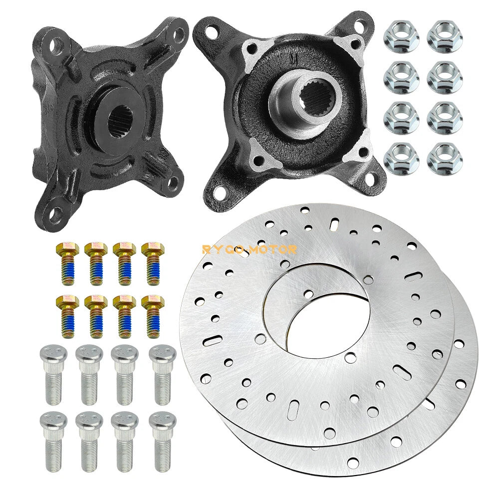 2 x Front Wheel Hub Brake Rotor & Studs for Polaris Ranger 400 425 500 570 700 800