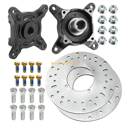 2 x Front Wheel Hub Brake Rotor & Studs for Polaris Ranger 400 425 500 570 700 800