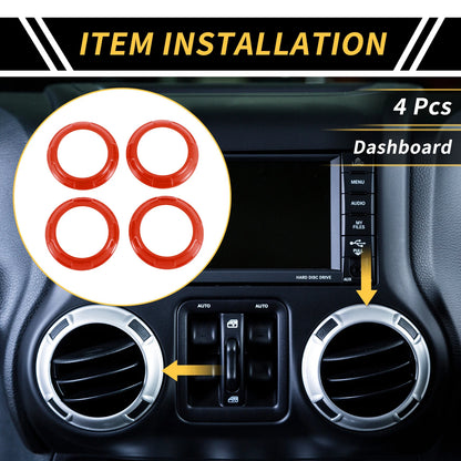 AC Vent Dashboard Decoration Ring for Jeep Wrangler JK JKU (2011-2017)