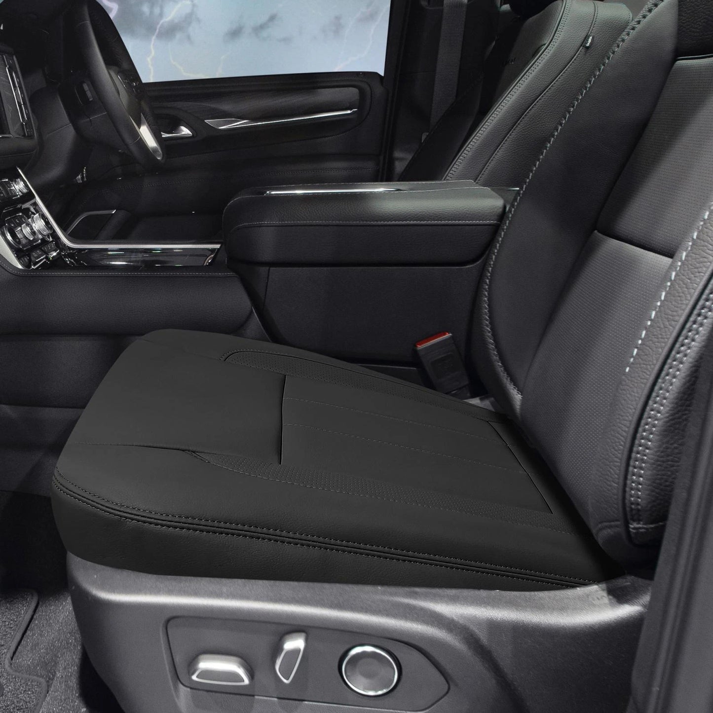 Seat Bottom Cover Black Faux Leather Protector for Dodge Ram