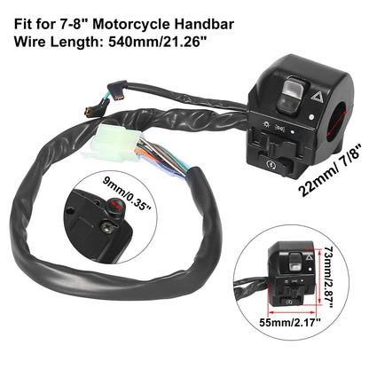 Pair 7/8" Handlebar Switch Turn Signal Headlight Control Buttons for Motorcycle