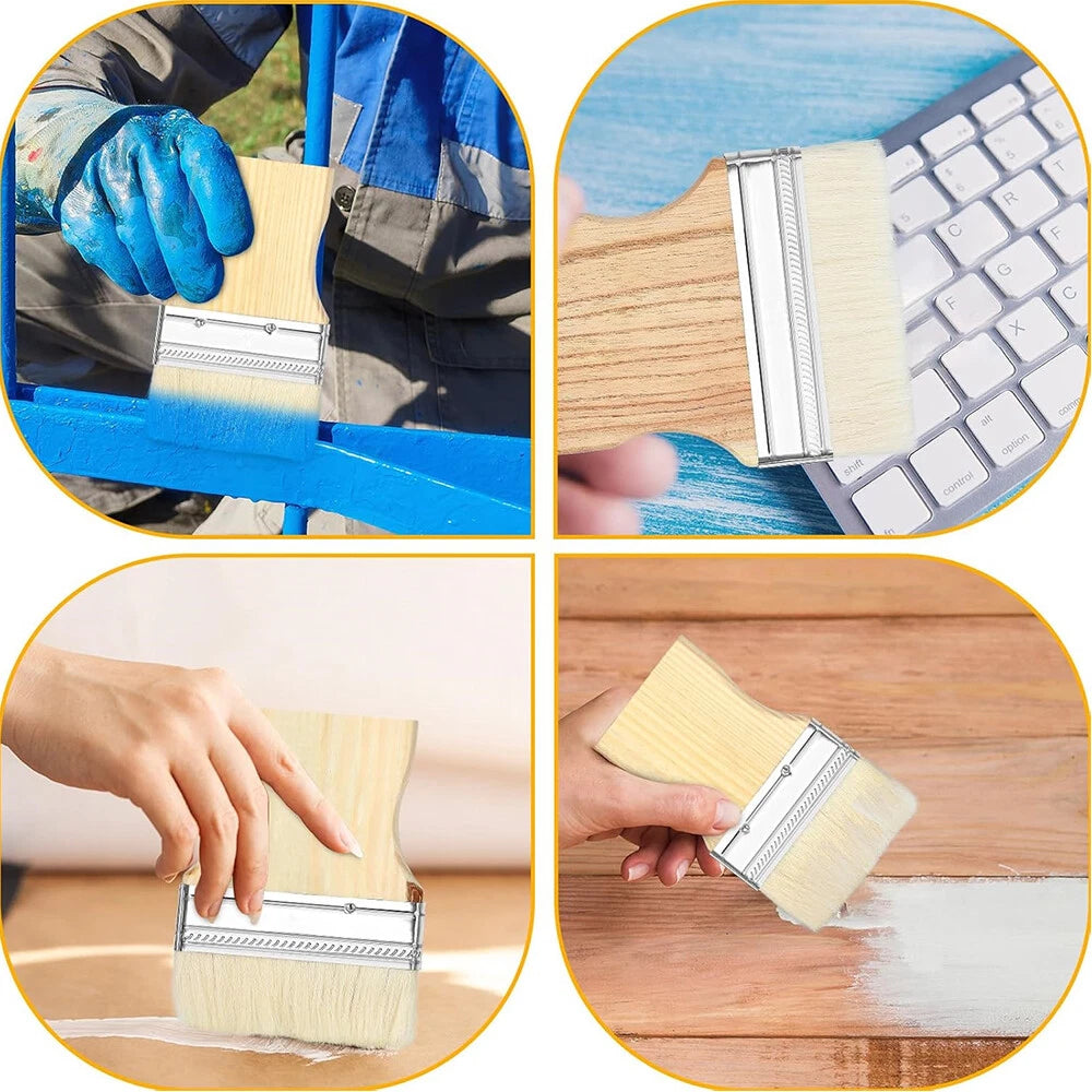 3 x 3/4" Flat Paddle Paint Brushes for Oil & Acrylic Paints