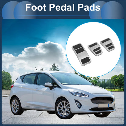 3 x Foot Accelerator Pedal Covers for Ford Fiesta (2013-2024) Silver Tone