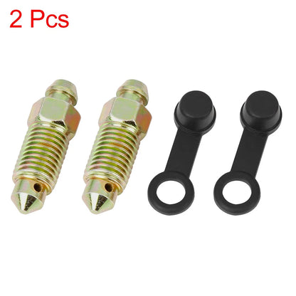 2 x M10x1.25mm Banjo Bolt Bleeder Screw with Cap for Motorcycle