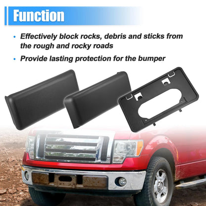 Bumper Guards Pads License Plate Frame Bracket for Ford F-150 (2009-2014)