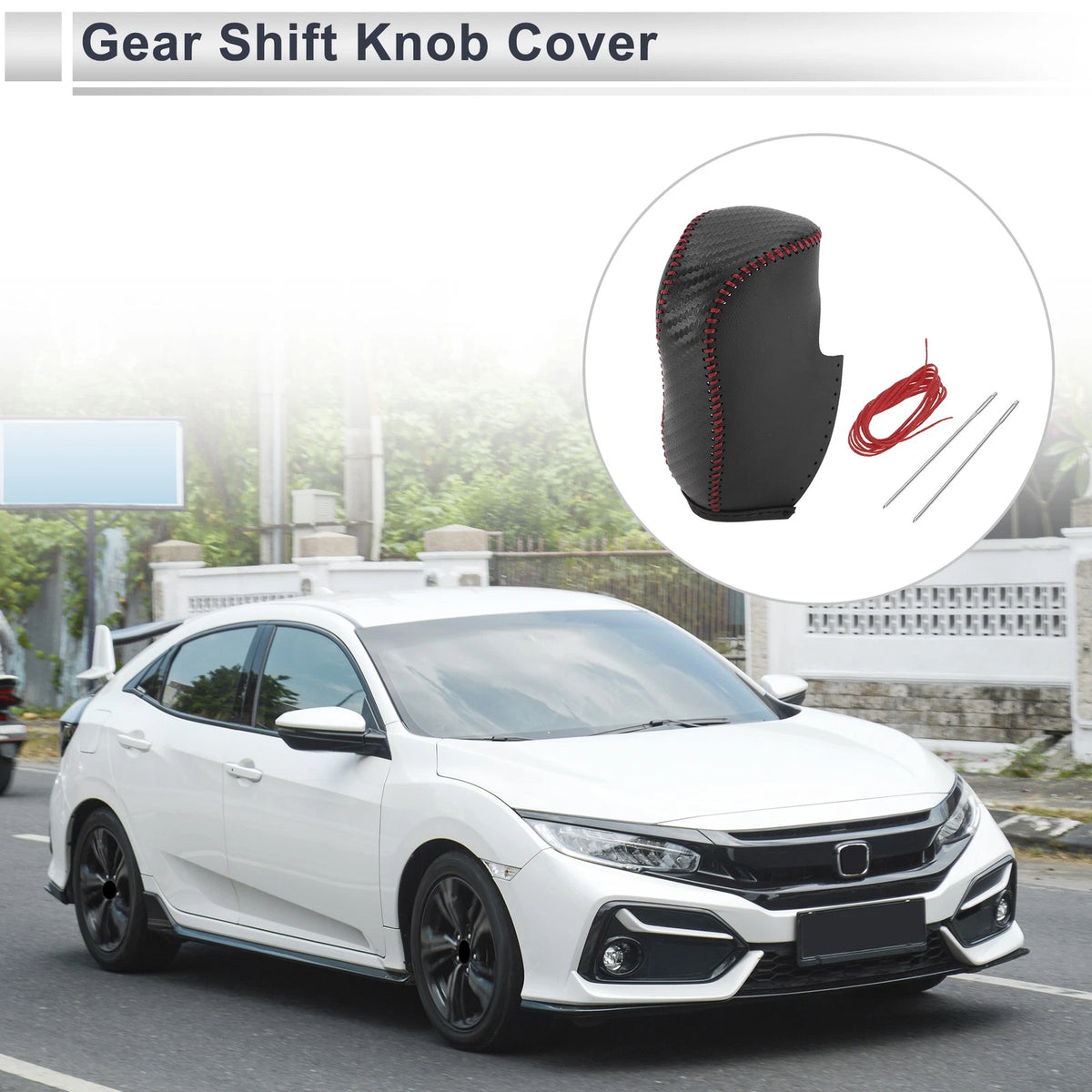 Black Carbon Fiber Gear Shift Knob Cover for Honda Civic (2012-2014)