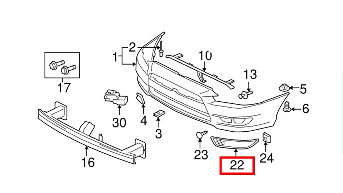 LH Fog Light Cover for Mitsubishi Lancer EX 1.8 (2009-2015)