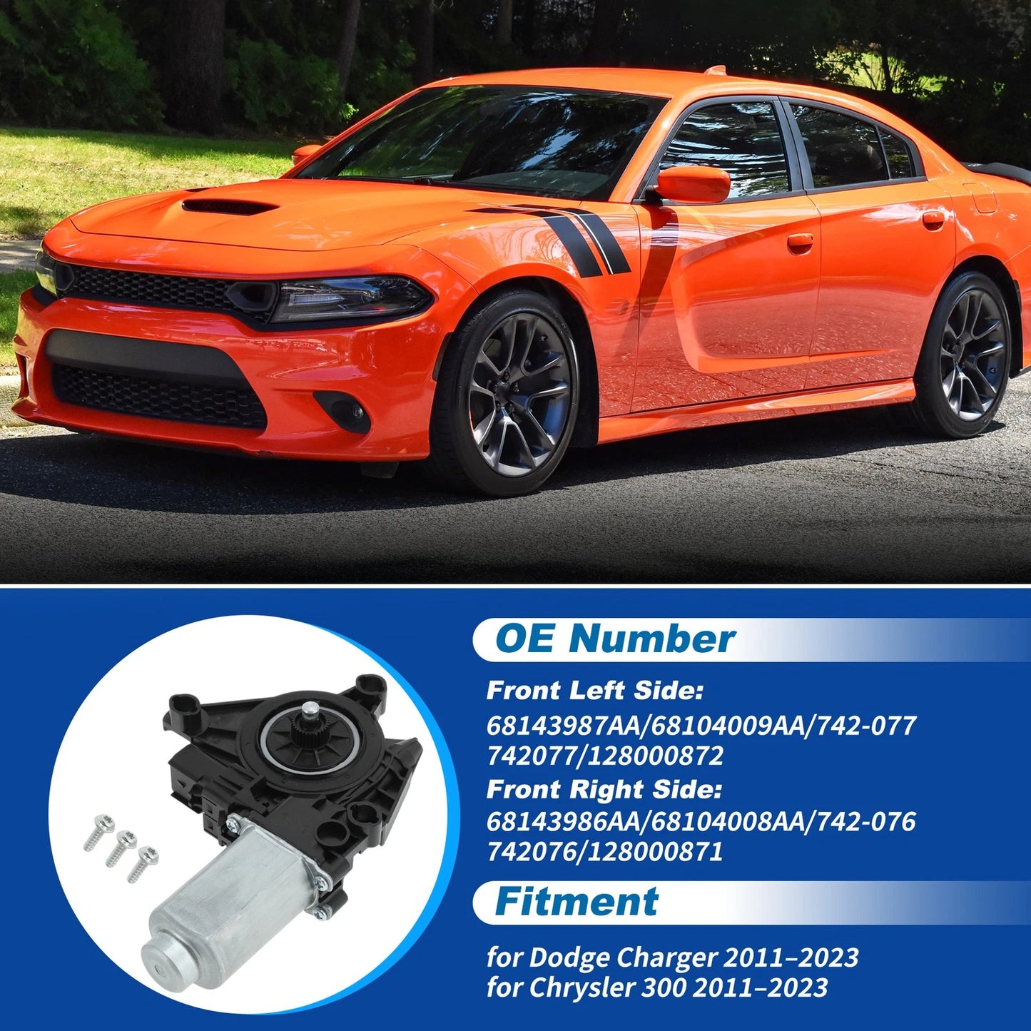 Window Regulator Motor Front Left for Dodge Charger, Chrysler 300