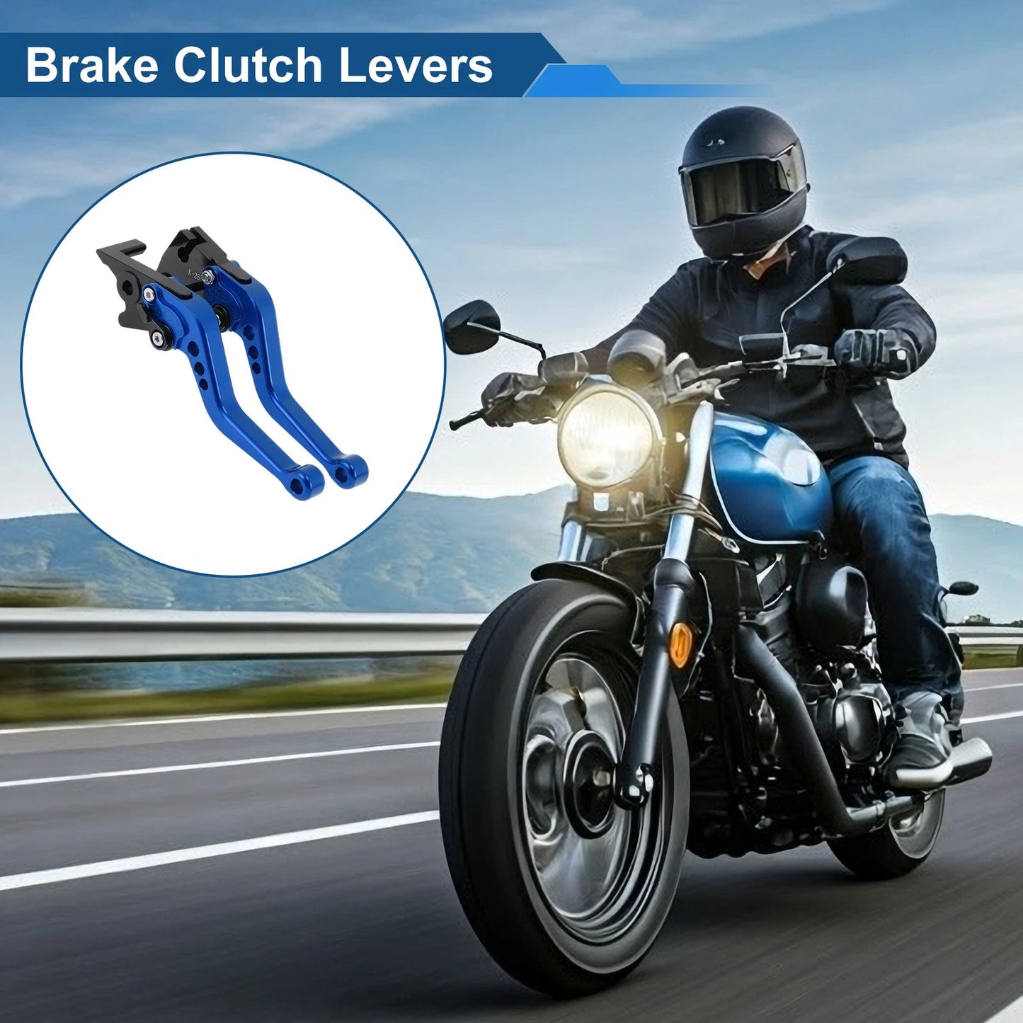 Adjustable Short Brake Clutch Levers Blue for Kawasaki Ninja 300/Z300(2013–2017)