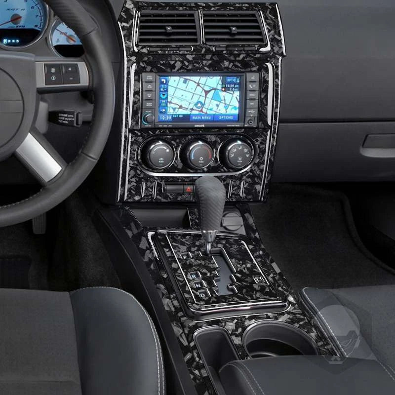 Forged Carbon Fiber Console Gear Shift Panel Trim Kit for Dodge Challenger 08-14