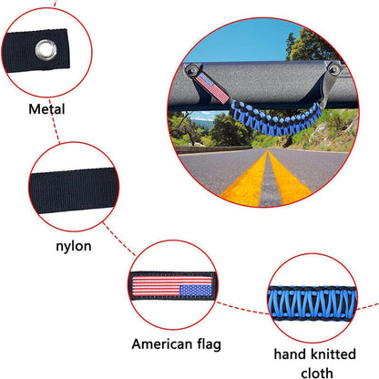 4 x Blue Roll Bar Grab Handle Grip for 2021-2022 Ford Bronco US Flag