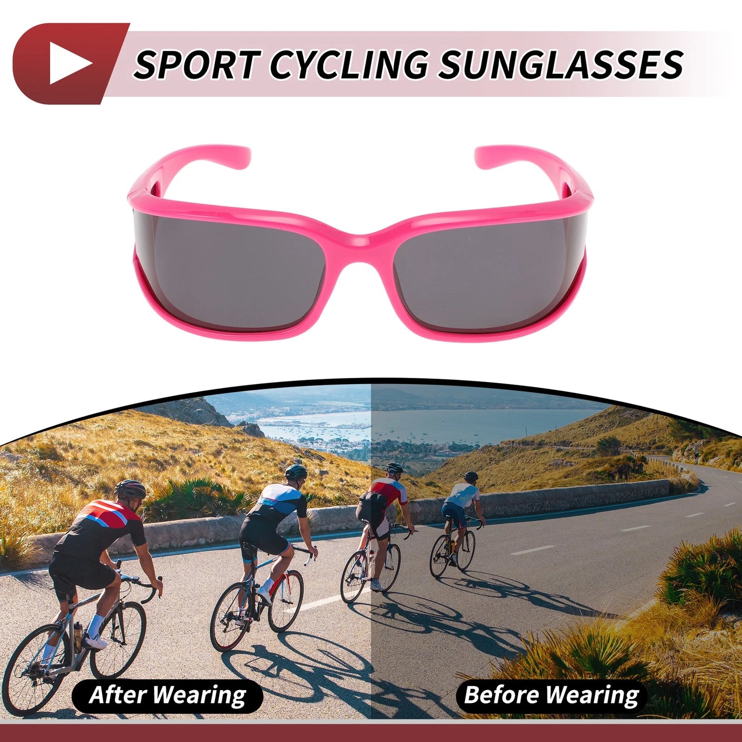 Motorcycle Riding Goggles Gray Lens Pink Frame Tri-acetel Cellulose